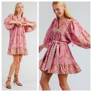 NWOT Cleobella Magdalena Mini Dress in Wildflower Pink print